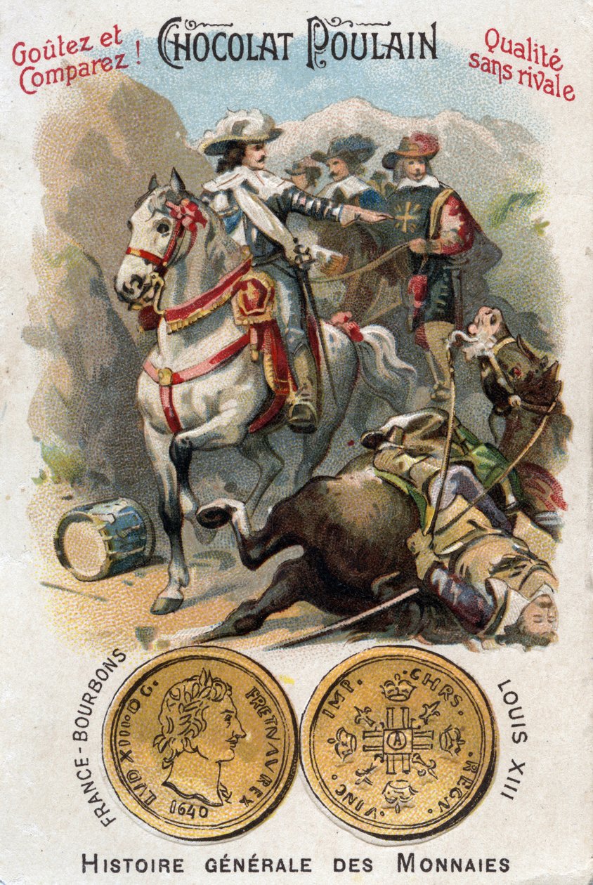 Frankrigs historie: Mantuas arvefølgekrig (1628-1631) under 30-års krigen. Slaget ved Pas de Suze (Susa) repræsenterende kong Ludvig XIII (1601-1643) og kardinal Richelieu (Armand Jean du Plessis af Unknown artist