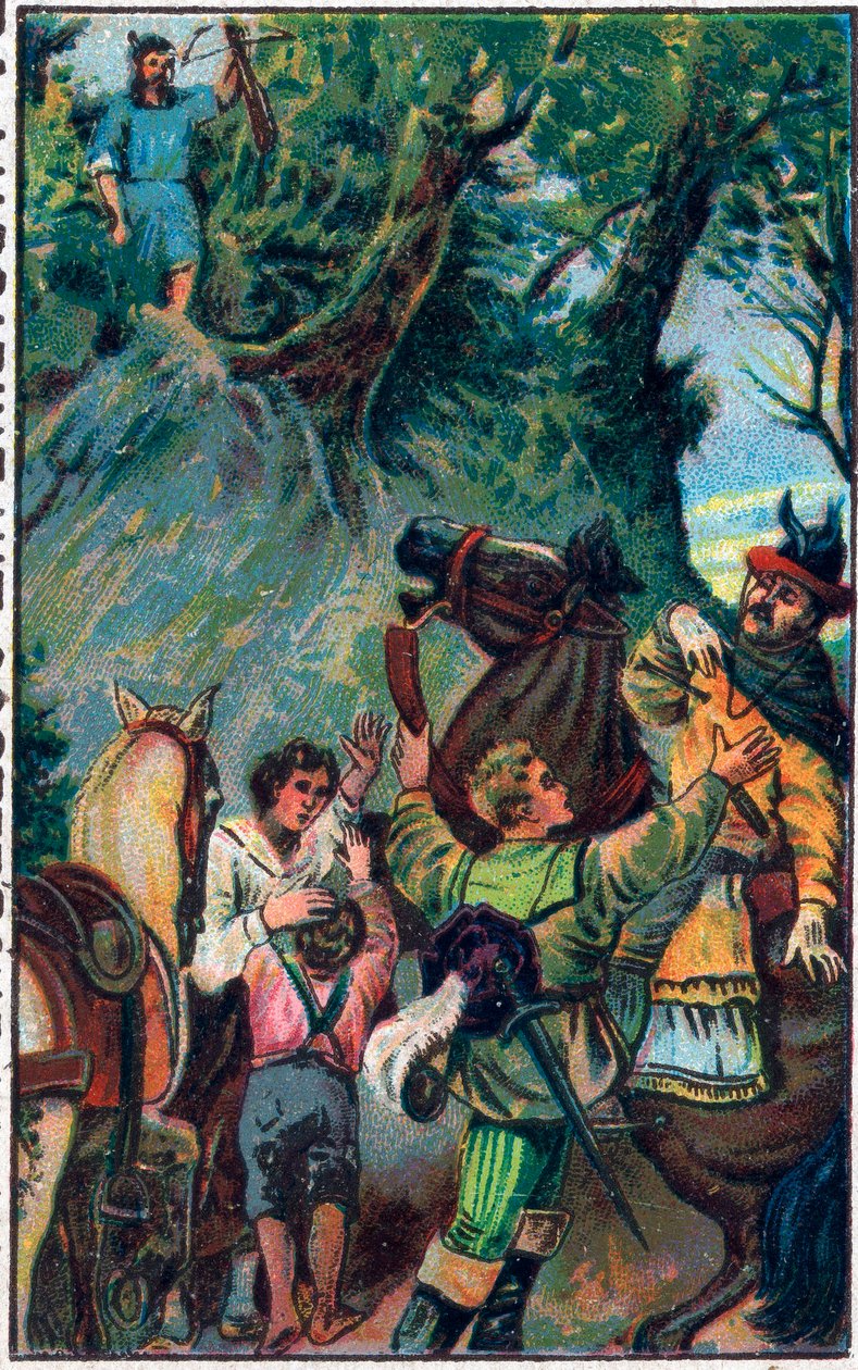 Historien om Guillaume Tell (William Tell) (legendariske helte fra schweizisk uafhængighed): Gesslers død. Kromolitografi i slutningen af det 19. århundrede. af Unknown artist