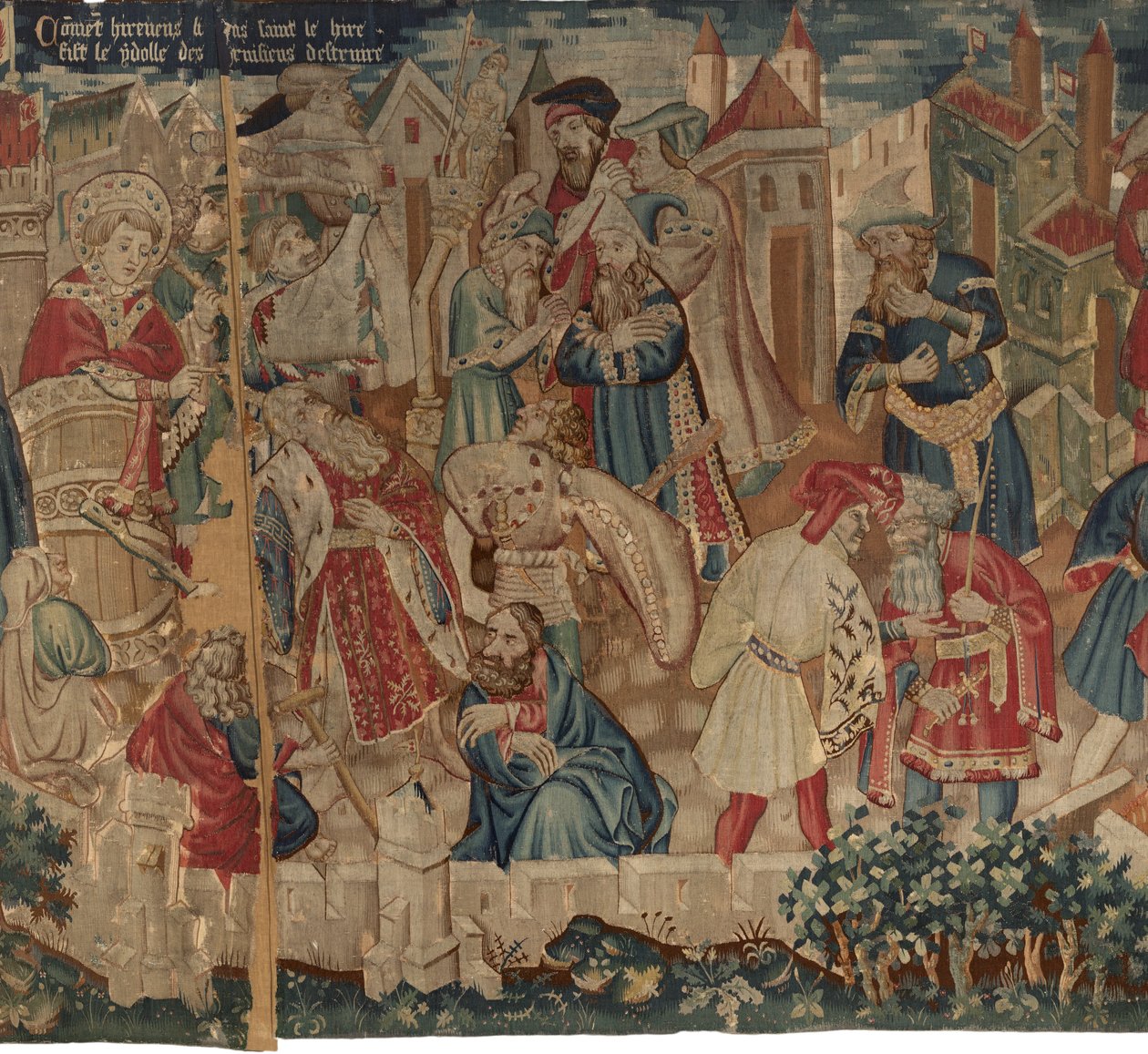 Historien om Saint Piat og Saint Eleuthère, Scene 4: Hirineus ødelægger Tournai-folkets idol af Unknown artist