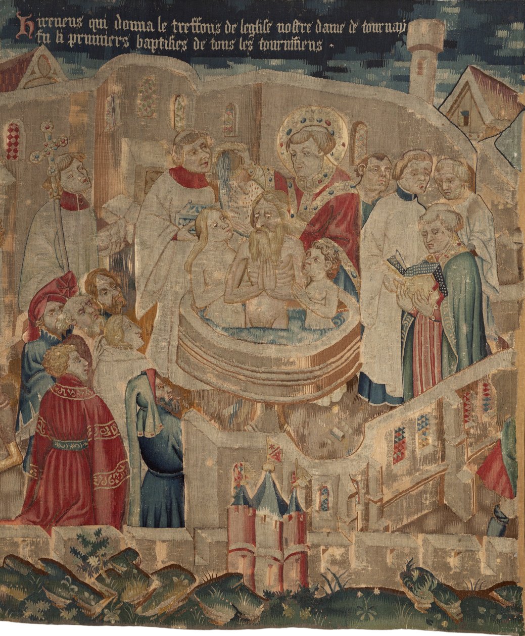 Historien om Saint Piat og Saint Eleuthère, Scene 6: Dåben af Hireneus og hans familie af Unknown artist