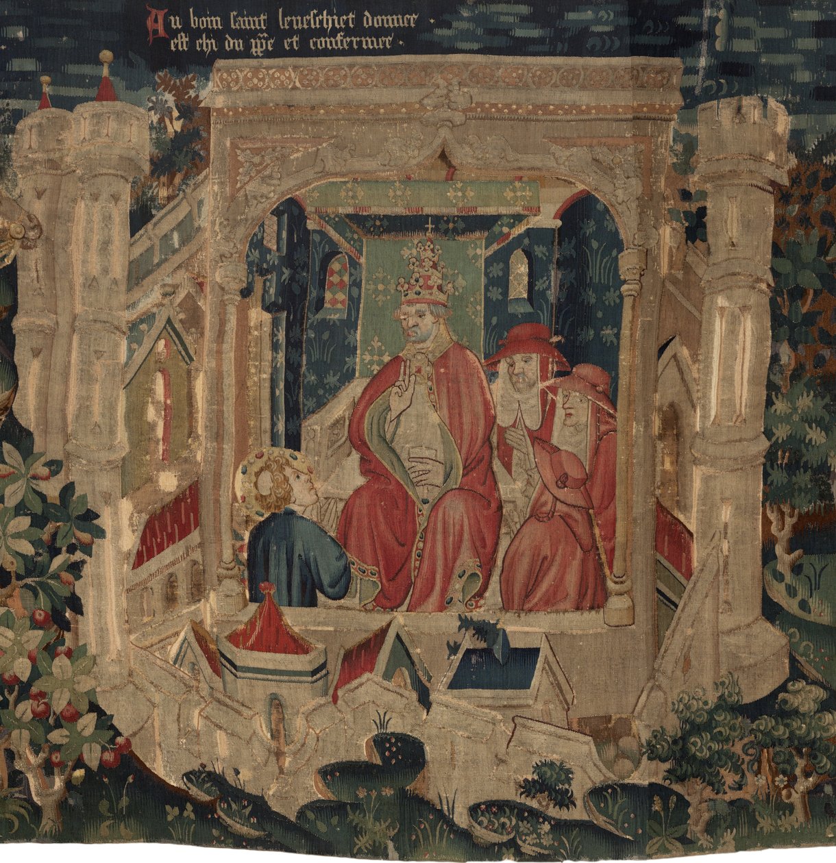 Historien om Saint Piat og Saint Eleuthère, Scene 9: Saint Éleuthère bekræftes af paven som biskop af Tournai af Unknown artist
