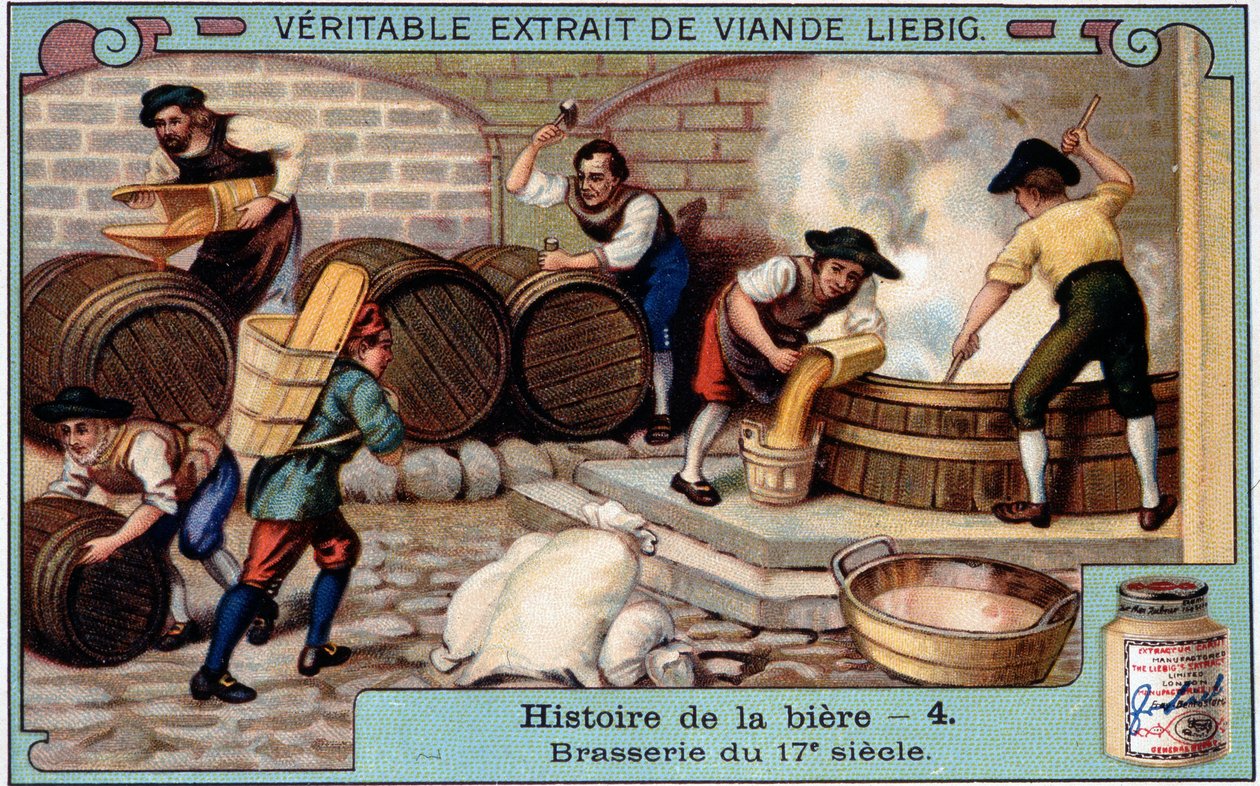Ølhistorie: bryggeri i det 18. århundrede - Liebig-reklamemærkat af Unknown artist