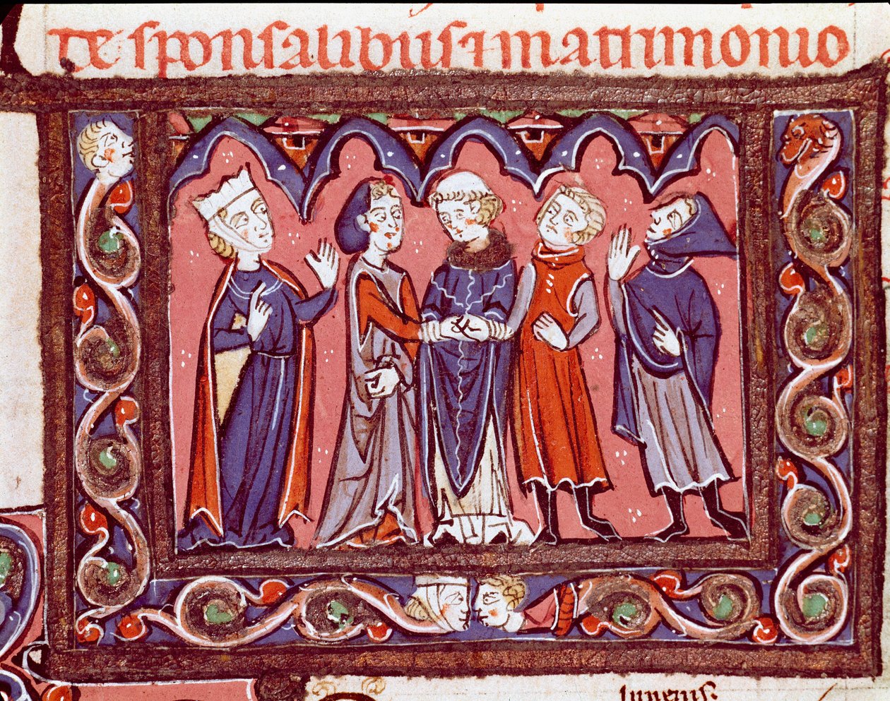 Kanonisk lovs historie: "" bryllupsceremoni""" Miniature fra "Decretales"" af Giovanni d