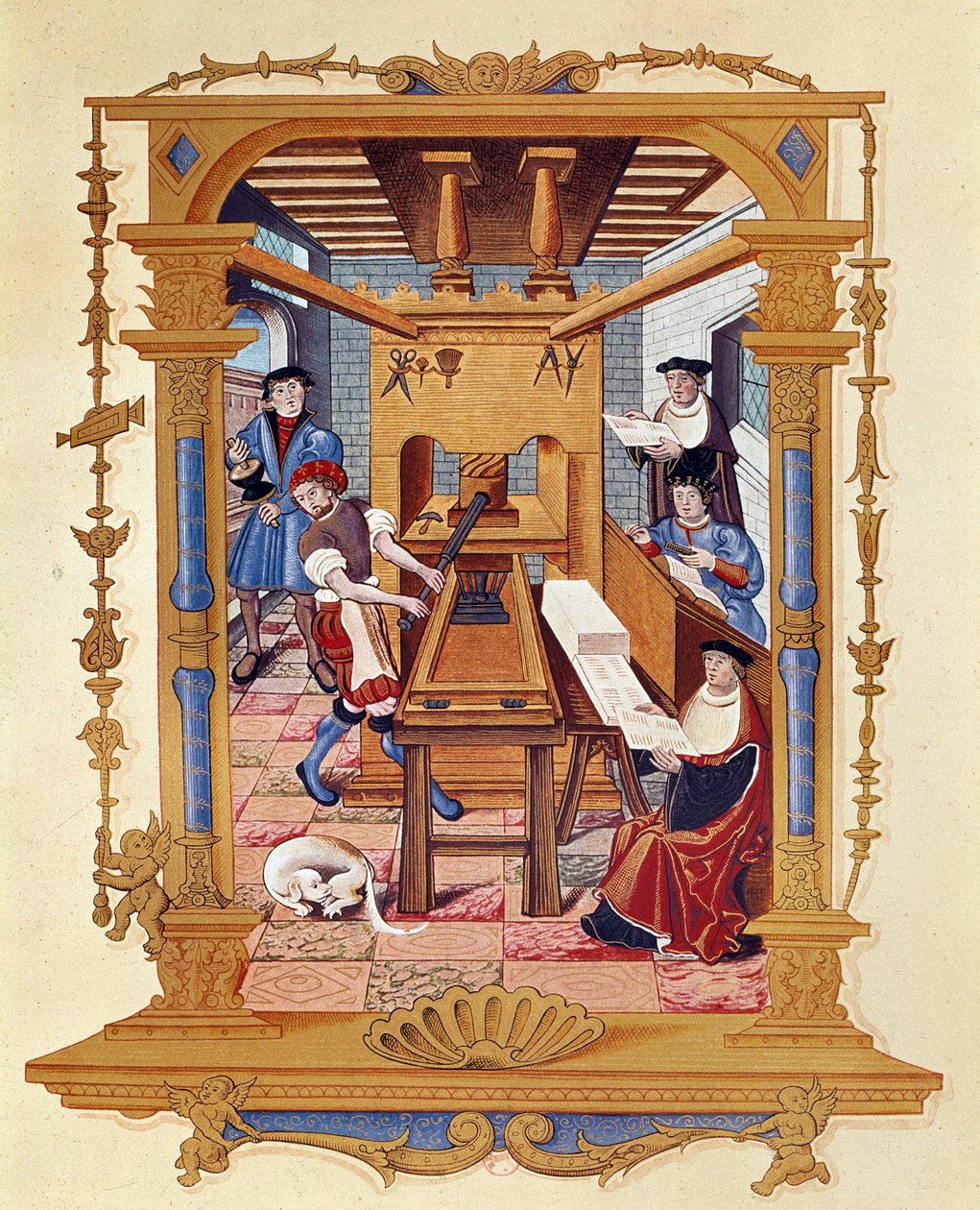 Bogtrykkeriets historie: et typografisk værksted omkring 1530. af Unknown artist