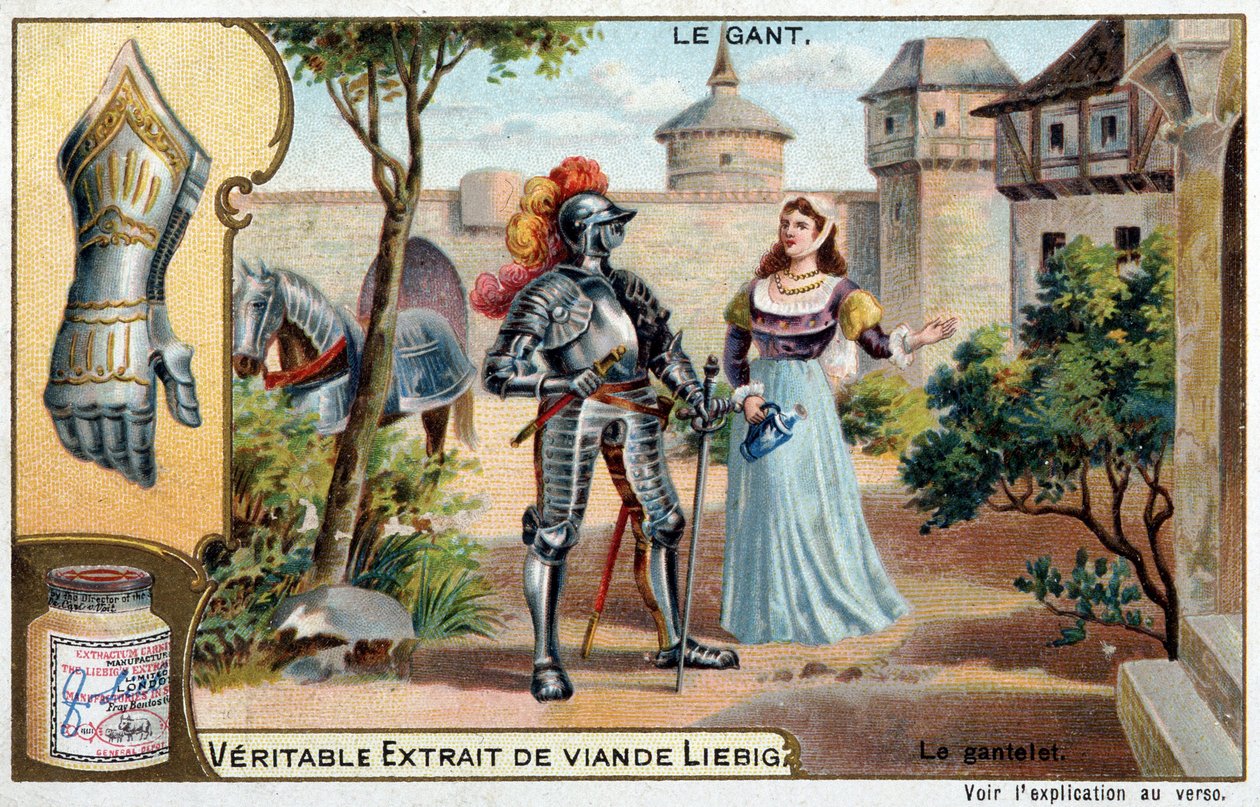 Handskens historie: handsken, stykke rustning blandt de skandinaviske folk - Liebig-kromolitografi af Unknown artist