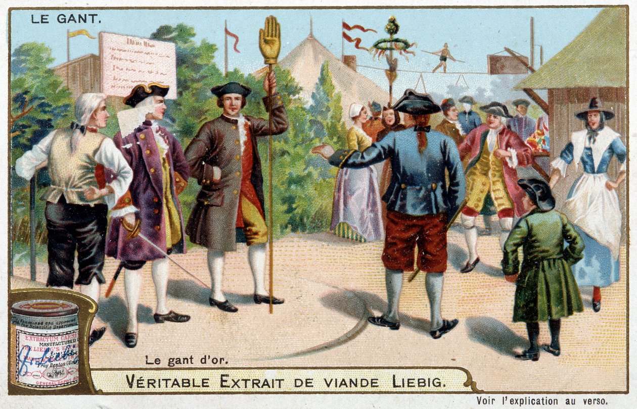 Handskens historie: den gyldne handske i England - Liebig-kromolitografi af Unknown artist