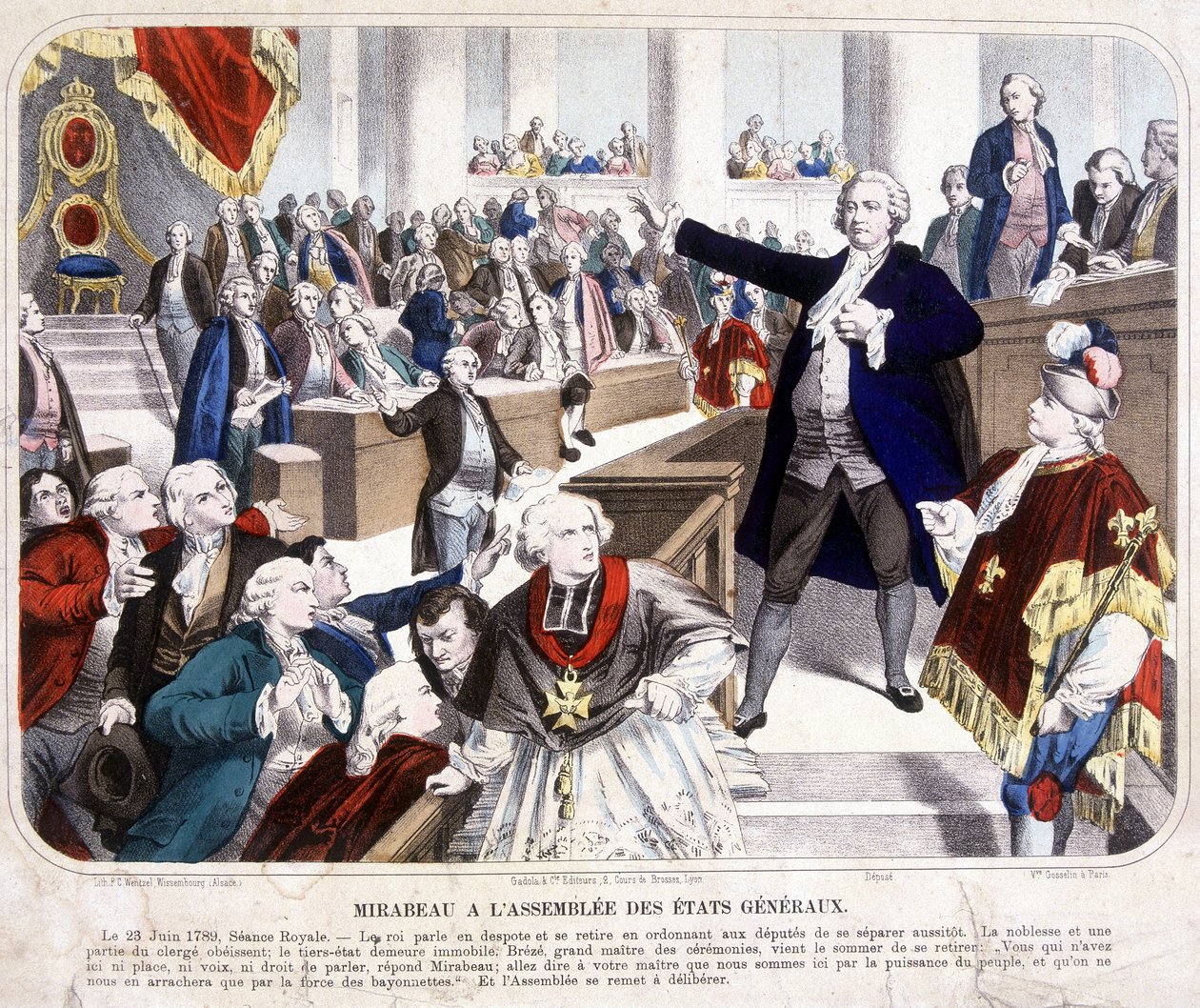 Honore Gabriel (Honore-Gabriel) Riqueti, greve af Mirabeau (1749-1791) ved forsamlingen af États Génales: "Gå hen og sig din herre, at vi er her ved folkets magt, og at de kun vil blive taget fra os ved bajonetternes kraft"" den 23 af Unknown artist