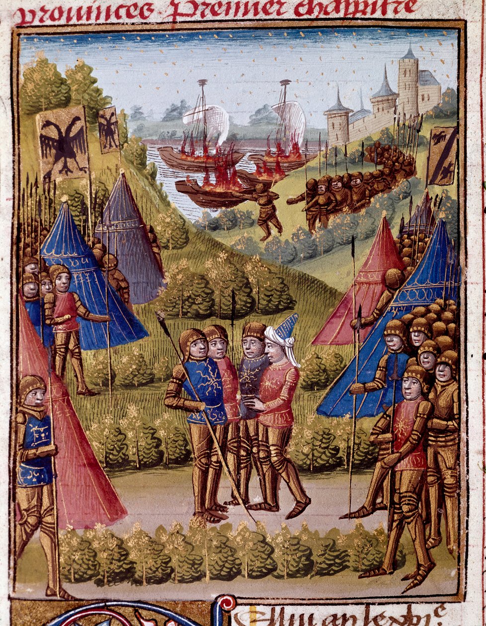 Hvordan romerne opgiver provinserne i deres imperium Miniature fra "" romersk historie"" (Ad urbe condita) af Tite Live (59 f.Kr.-17 e.Kr.) (Titus Livius), oversat af Pierre Bressuire (ms. 310) 1450-1500 Chantilly, Musee Conde af Unknown artist