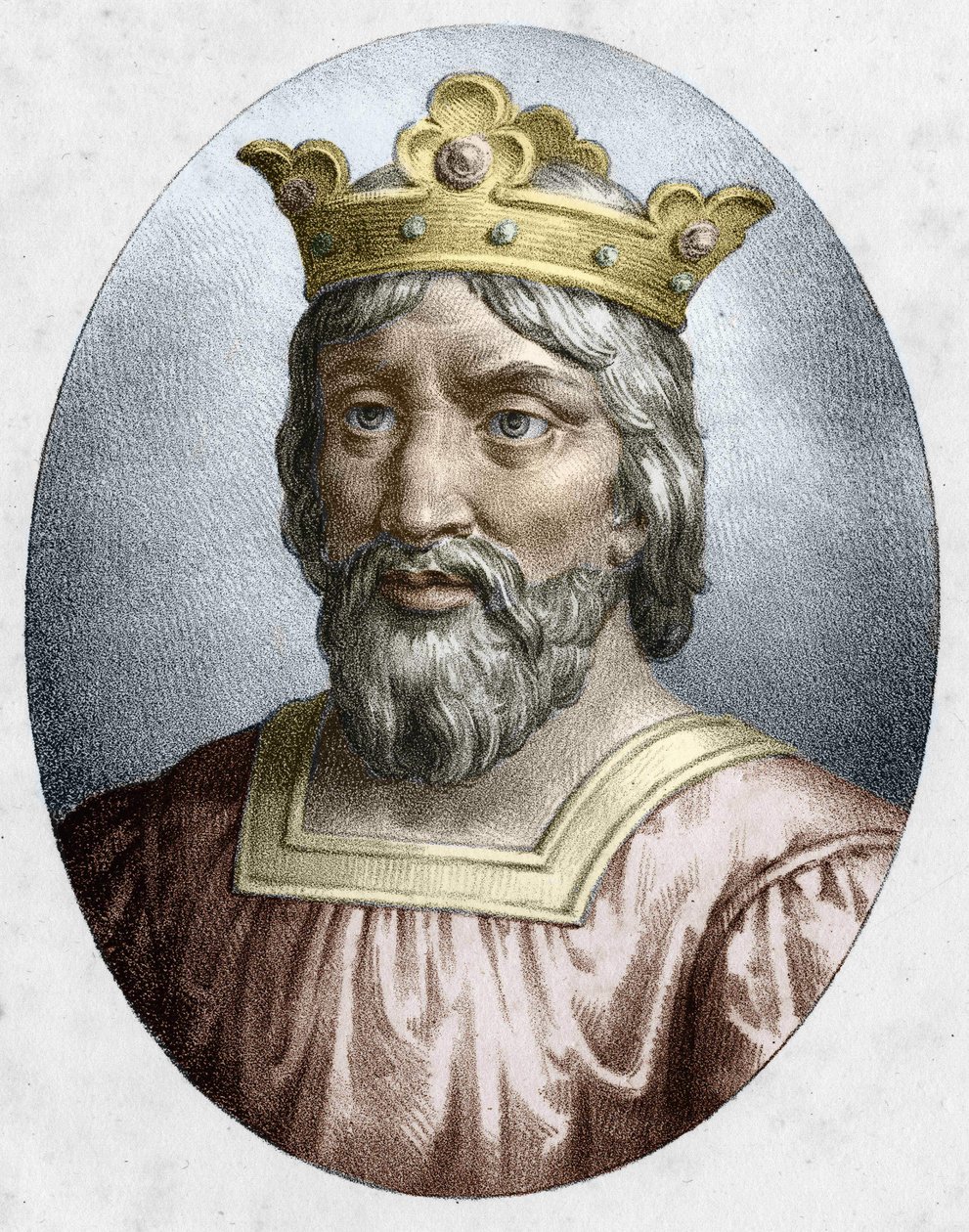 Hugues Capet (941-996), konge af Frankrig, grundlægger af det capetiske dynasti. Indgravering af det 19. århundrede. af Unknown artist