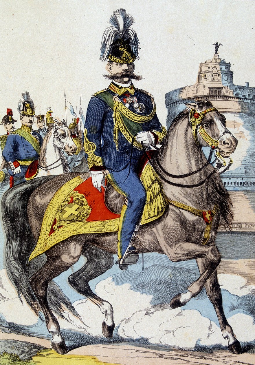 Humbert I til hest, konge af Italien af Unknown artist