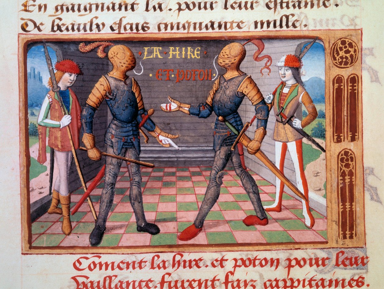 Hundredeårskrig: “Etienne de Vignoles eller Vignolles dit La Hire (Lahire) (1390-1443) og Jean Poton, herre over Xaintrailles (eller Saintrailles) (v. 1400 til 1461), ledsagere af Jeanne d