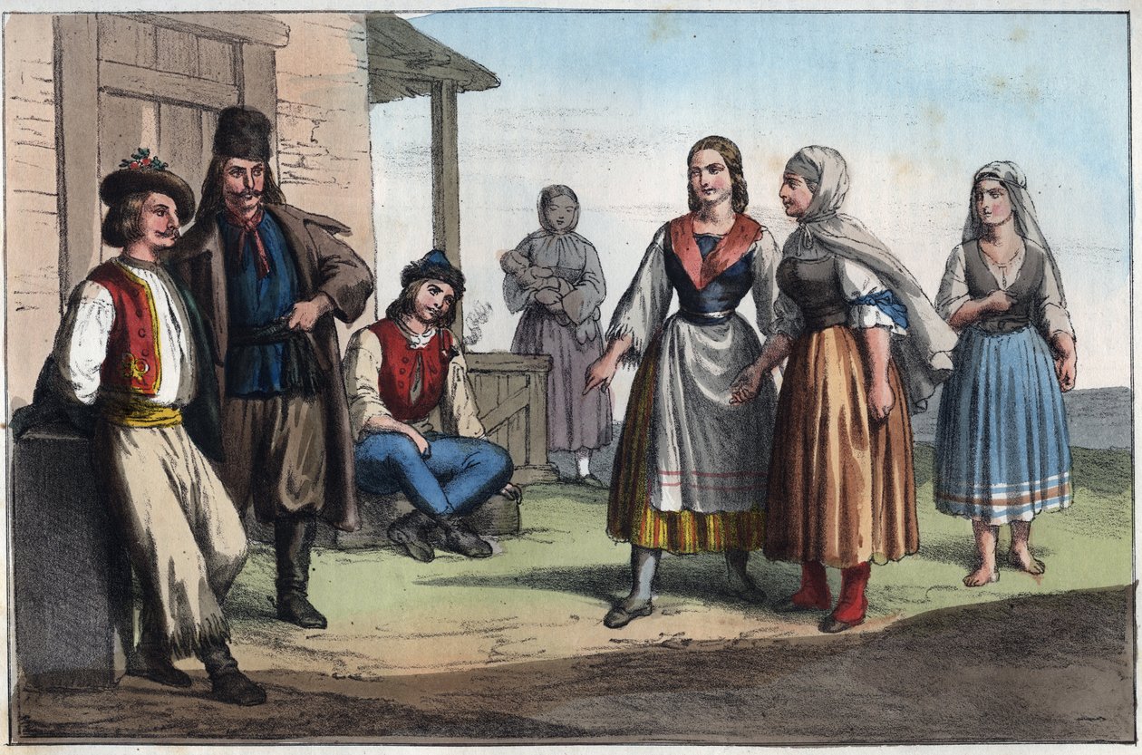 Ungarsk bonde i det 19. århundrede - gravering fra "" Skikke og traditioner for alle folk i universet. Det vil sige historien om regeringen, lovene, militsen, om alle nationers religion fra de fjerneste tider til i dag "1856 af Unknown artist