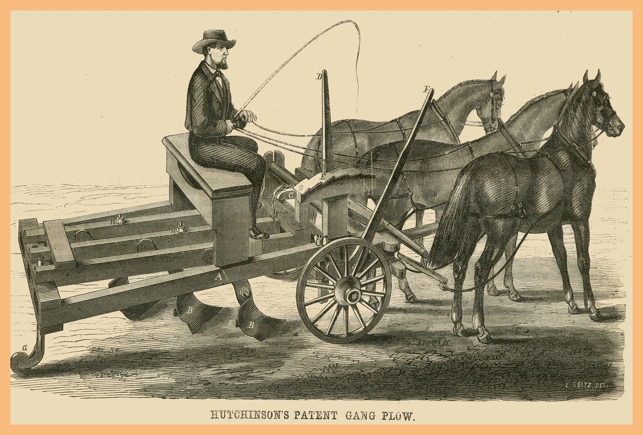 Hutchinson Patent Gang Plow af Unknown Artist