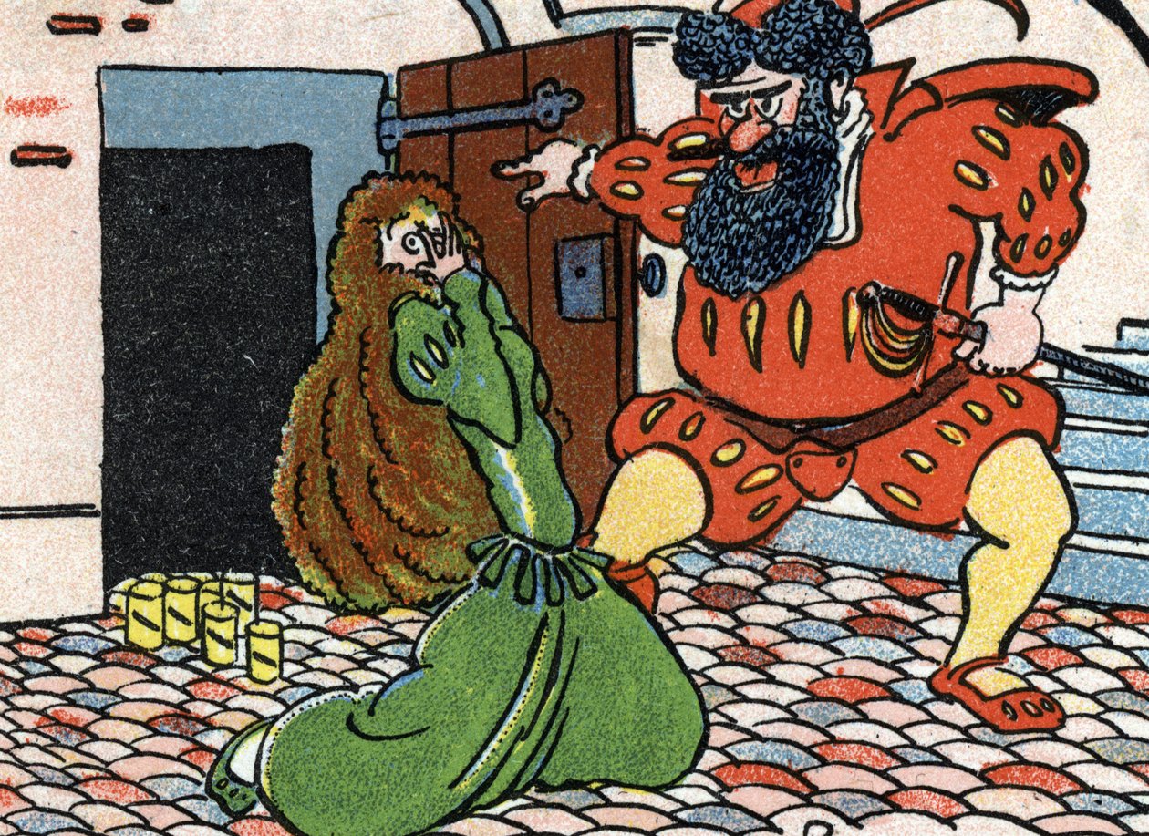 Illustration til "Blåskæg" af Unknown Artist