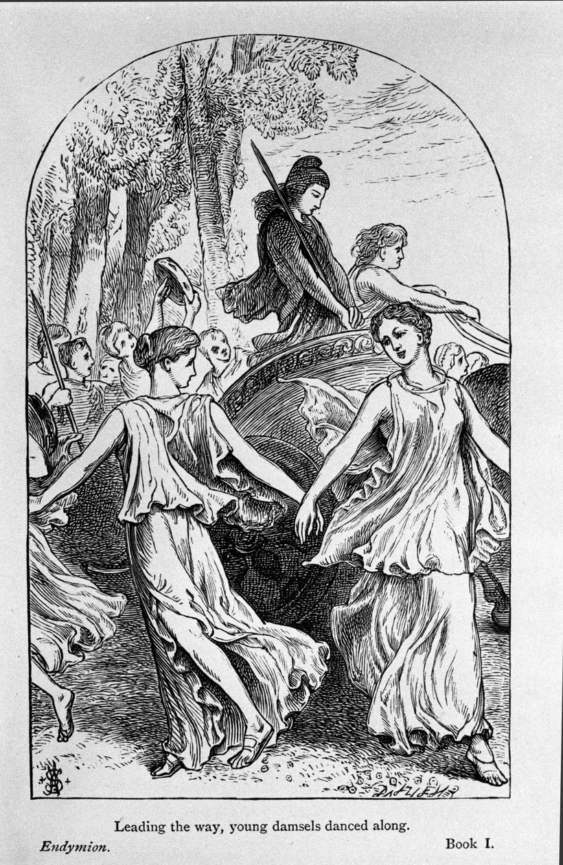 Illustration til "Endymion" af digteren John Keats (1795-1821) 1800-tallet af Unknown artist