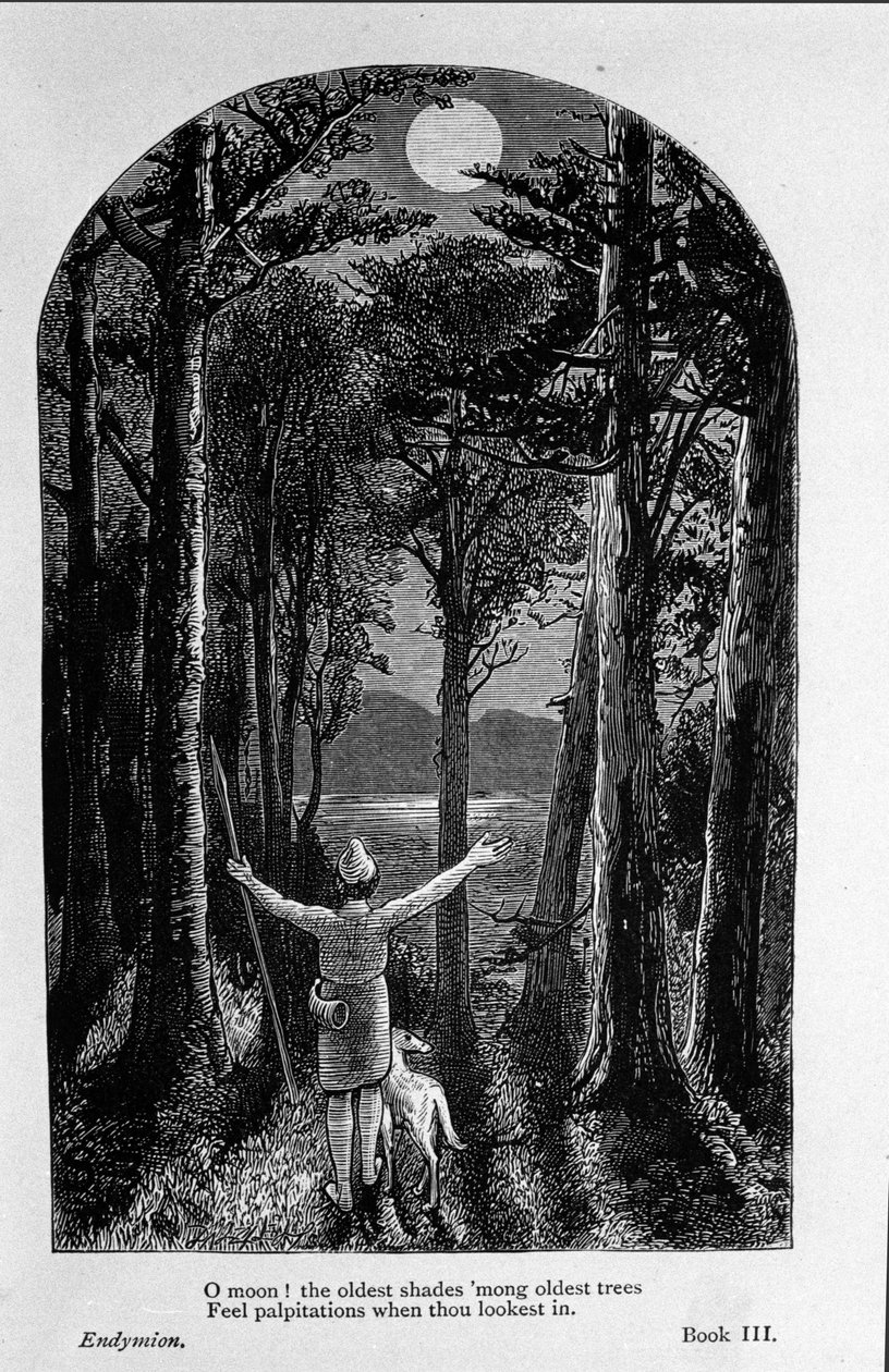 Illustration til "Endymion" af digteren John Keats (1795-1821) 1800-tallet af Unknown artist