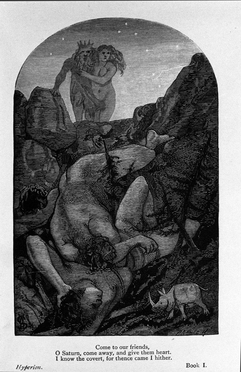 Illustration til "Hyperion" af digteren John Keats (1795-1821) 1800-tallet af Unknown artist