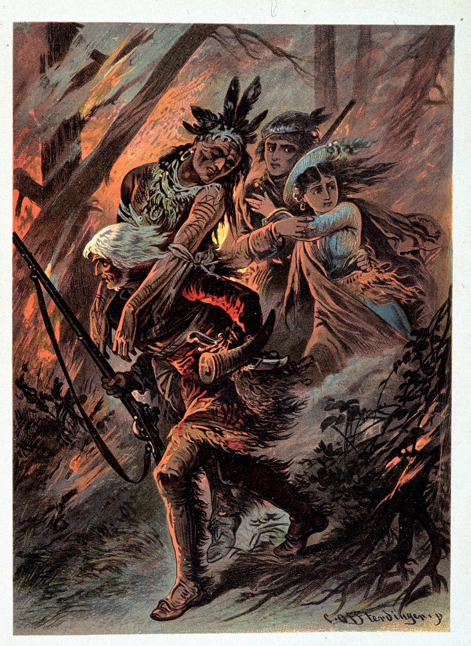 Illustration af "" læderstrømper" af F. Cooper af Unknown artist