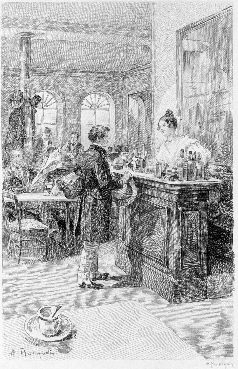 Illustration af "Det røde og det sorte". Stendhal. 1831. Stik fra slutningen af 1800-tallet. af Unknown artist