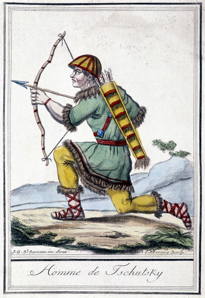 Illustration af en russisk jæger (Tschutsky) i det 19. århundrede. af Unknown artist
