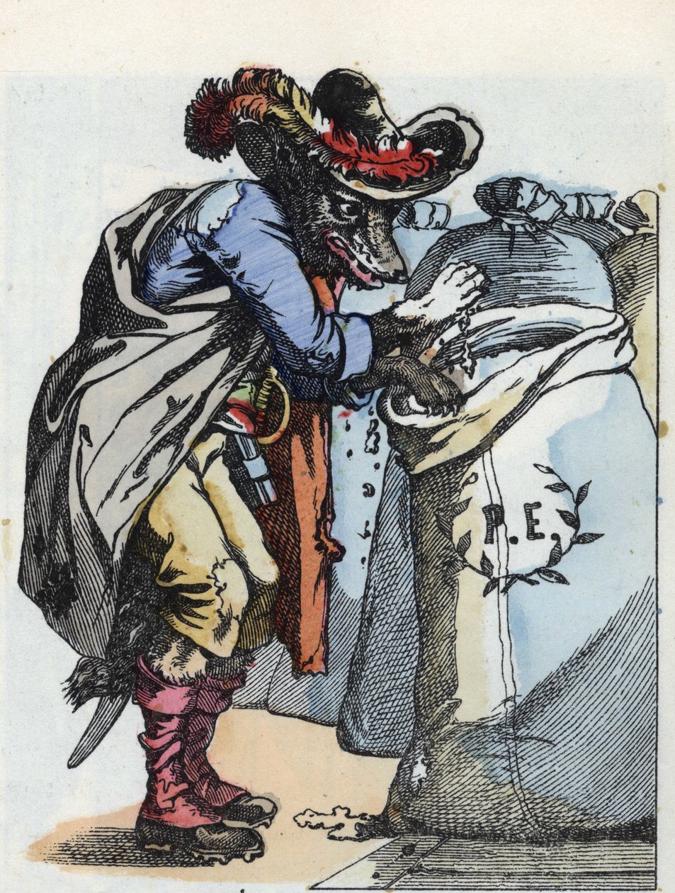 Illustration af fortællingen "Compere le Loup, Maitre Renard, Comere la Chevre et ses petits biquets"" efter en fabel af Jean de la Fontaine. I “”Fortællinger fra hjemmet for de mindste””. Anonym gravering af det 19. århundrede. af Unknown artist