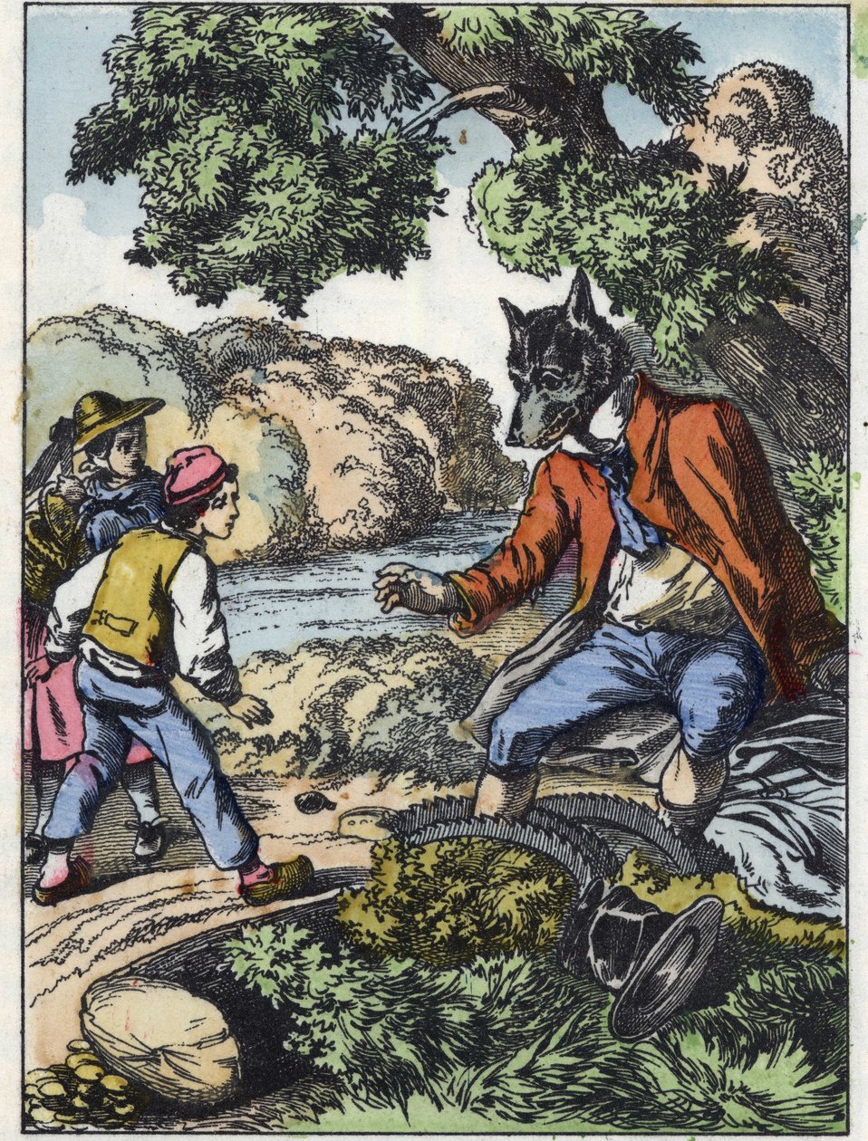 Illustration af fortællingen "Gode mor får"". I “”Fortællinger fra hjemmet for de mindste””. Anonym gravering af det 19. århundrede. af Unknown artist