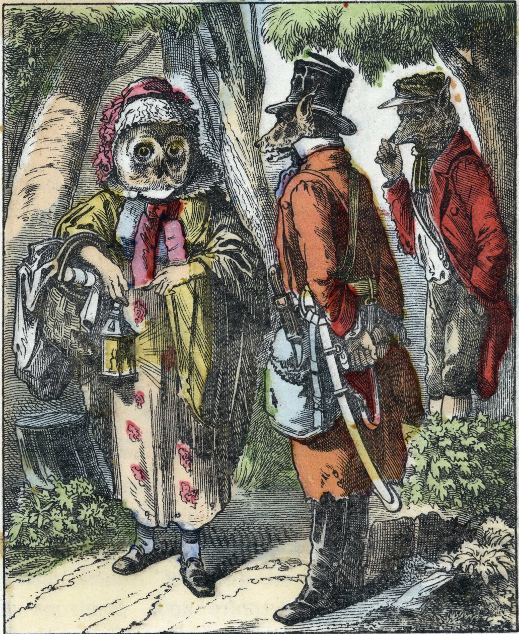 Illustration af fortællingen "Gode mor får"". I “”Fortællinger fra hjemmet for de mindste””. Anonym gravering af det 19. århundrede. af Unknown artist