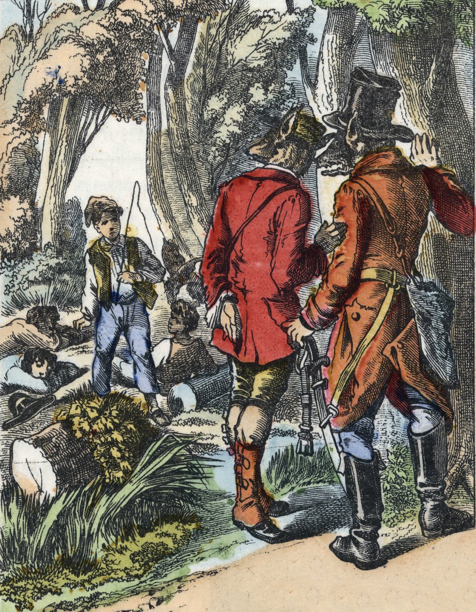 Illustration af fortællingen "Gode mor får"". I “”Fortællinger fra hjemmet for de mindste””. Anonym gravering af det 19. århundrede. af Unknown artist