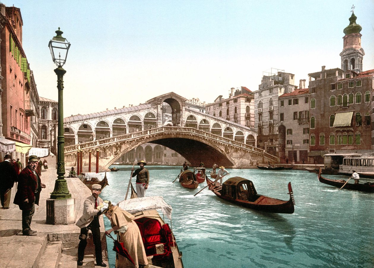Illustration, der repræsenterer Canal Grande i Venedig. Fotokrom fra slutningen af 1800-tallet. af Unknown artist
