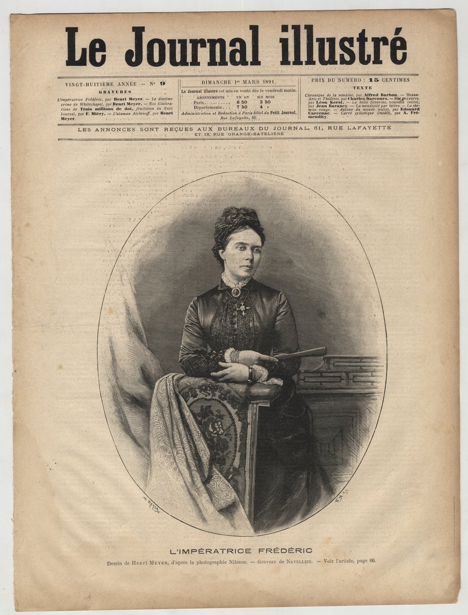 Imponer Frederic - Victoria af Det Forenede Kongerige (1840-1901) Victoria Adelaide Marie Louise af Det Forenede Kongerige, Royal Princess of Great Britain and Ireland -Victoria, Princess Royal (Empress Frederick) - cover af "The Illustrous Journal" fra ma af Unknown artist