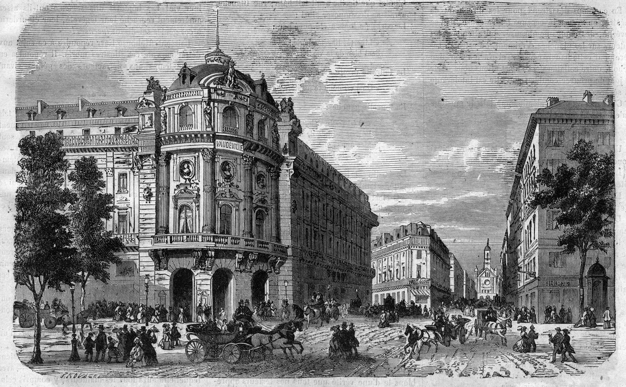 Indvielse af det nye Theatre du Vaudeville i Paris, på hjørnet af Boulevard des Capucines og Chaussee d