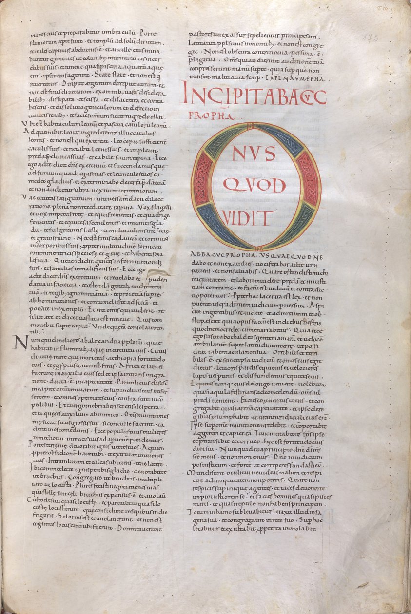 Incipit Habakkuk Propha. Incipit af profeten Habakkuks bog, 11. århundrede (miniature, membranøst manuskript) af Unknown artist