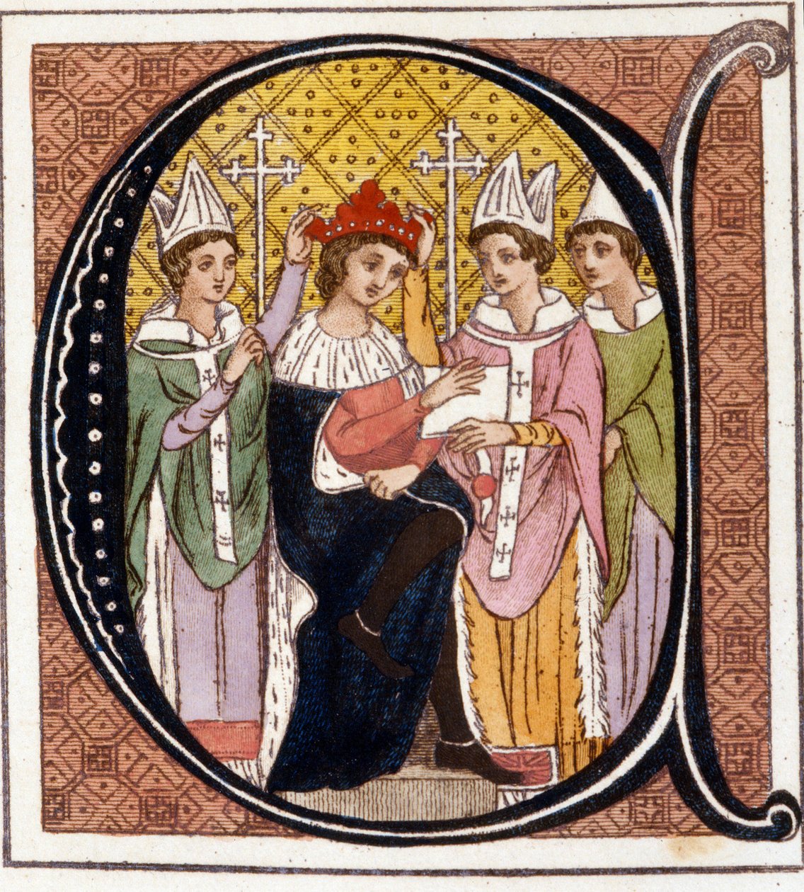 Inkonoration af Edward I af England (1239-1307) i 1272. Indgravering af det 19. århundrede. Biblioteca nazionale Braidense. Milano af Unknown artist