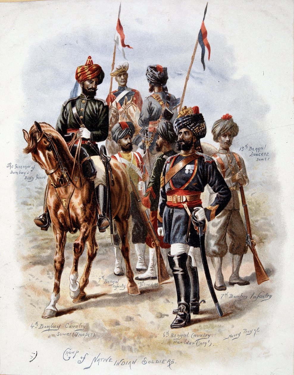 Indisk militær af den engelske hær - chromo. af Unknown artist