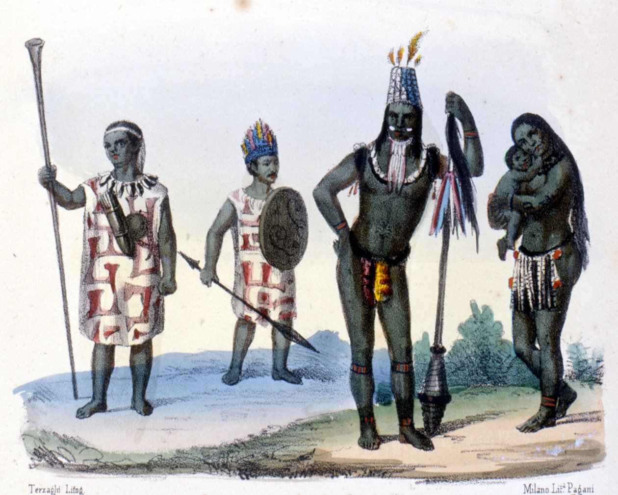 Indianerne Encabellados og Jivaros i Ecuador. af Unknown artist