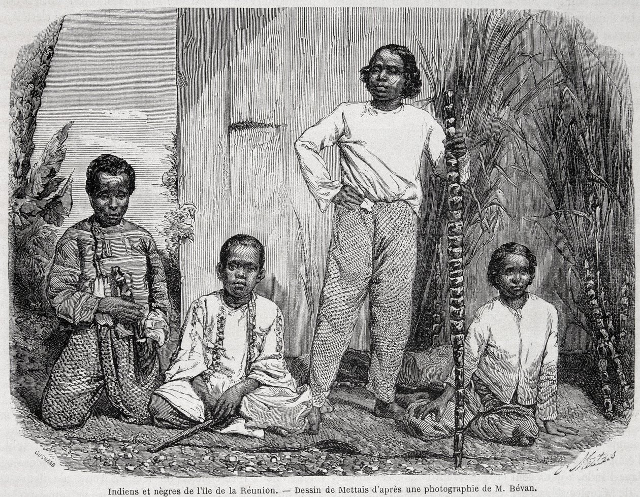 Indianere og negre fra Réunion Island - i "" Le Tour du Monde"" af Unknown artist