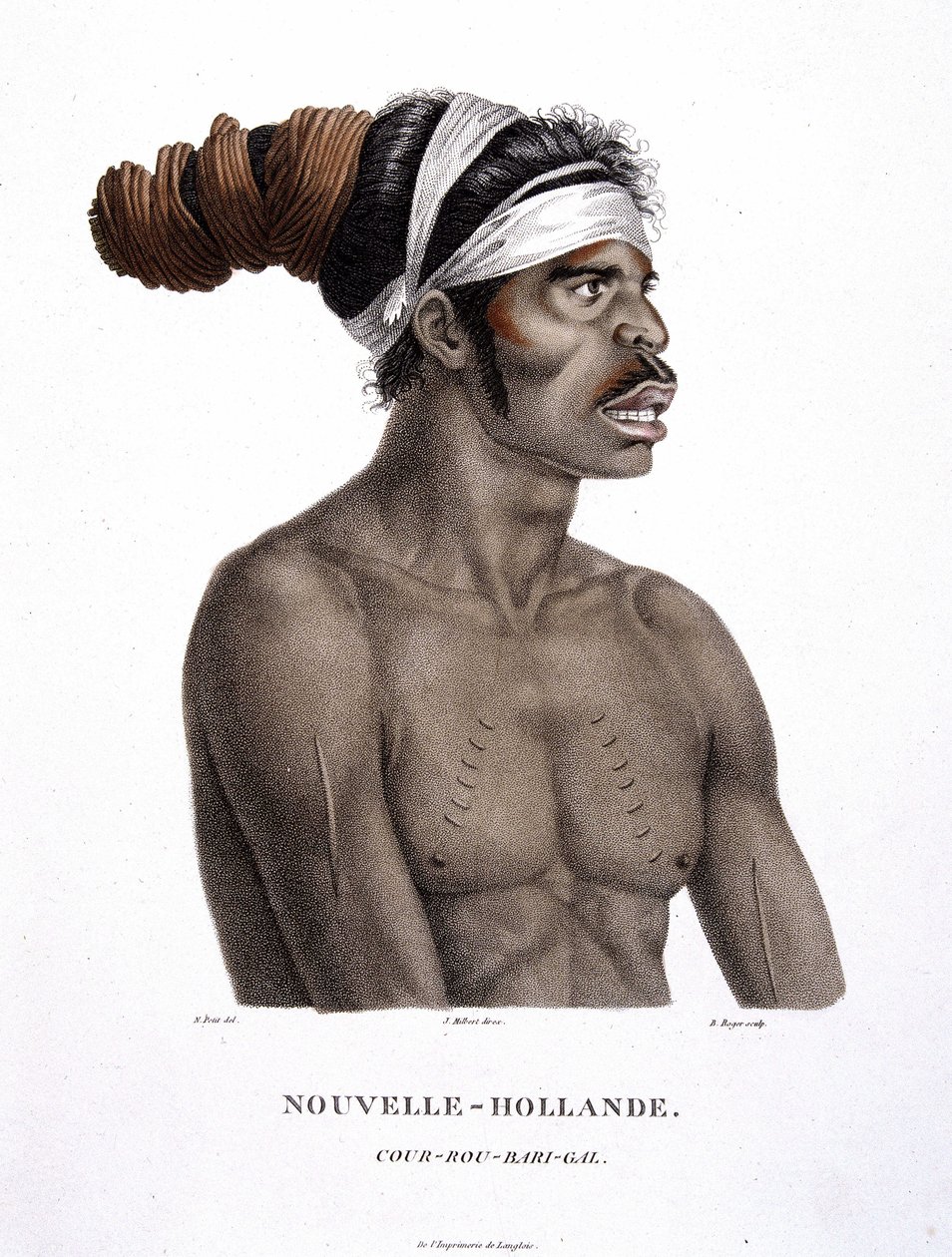 Indfødte Cour-Rou-Bari-Gal i New Holland - i "" Opdagelsesrejse til de sydlige lande"" af herrerne Lesueur og Peer af Unknown artist