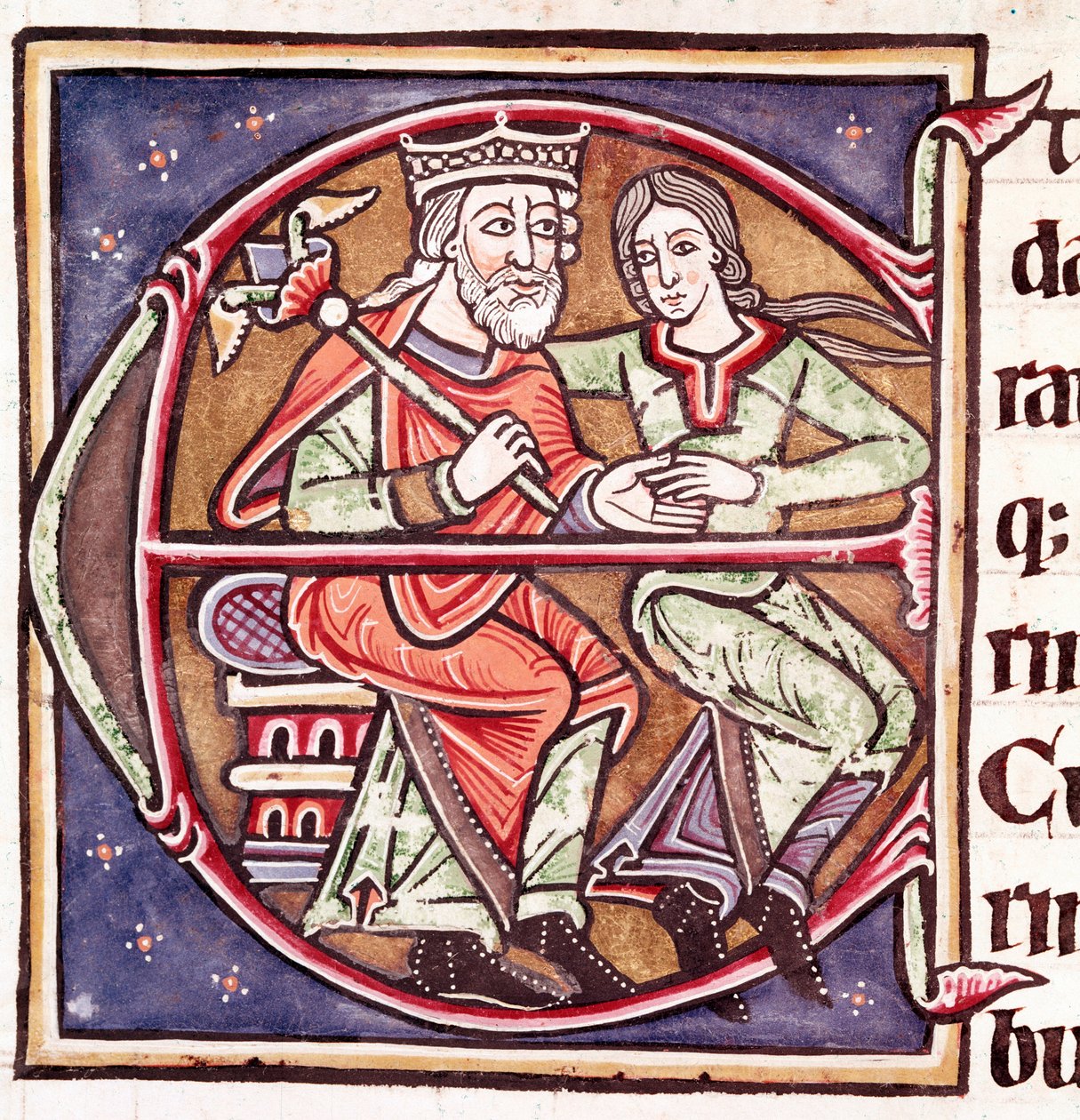 Forbogstav E med David og Batseba (miniature af Unknown artist