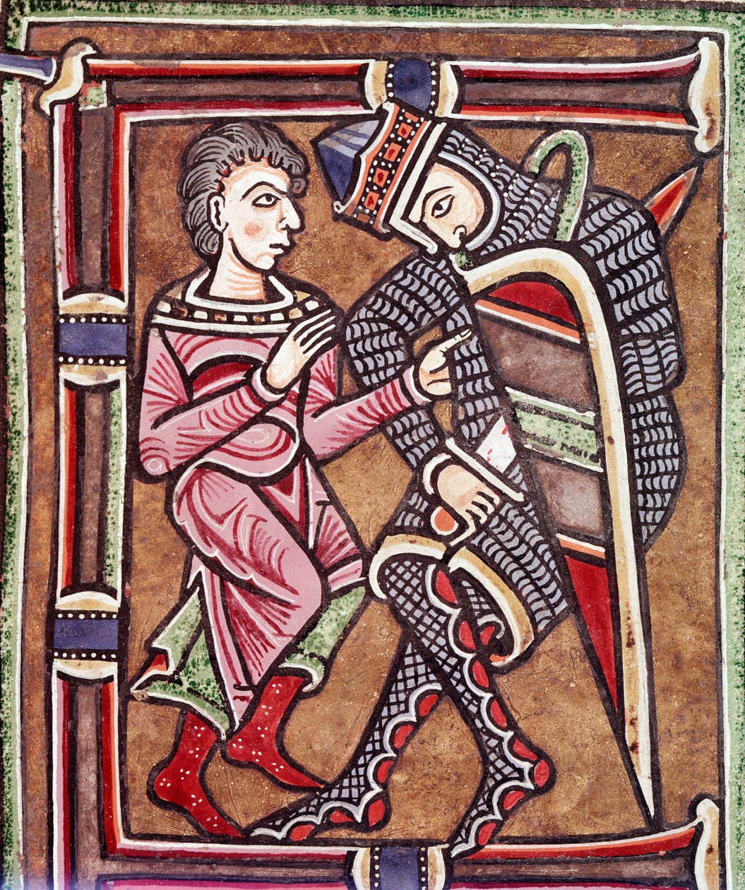 Forbogstav E med David og Uria, ægtefælle til Batseba (miniature af Unknown artist