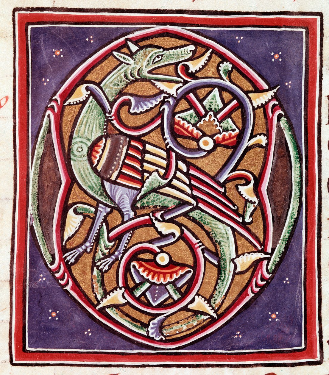 Startbogstav med imaginært væsen (miniature af Unknown artist