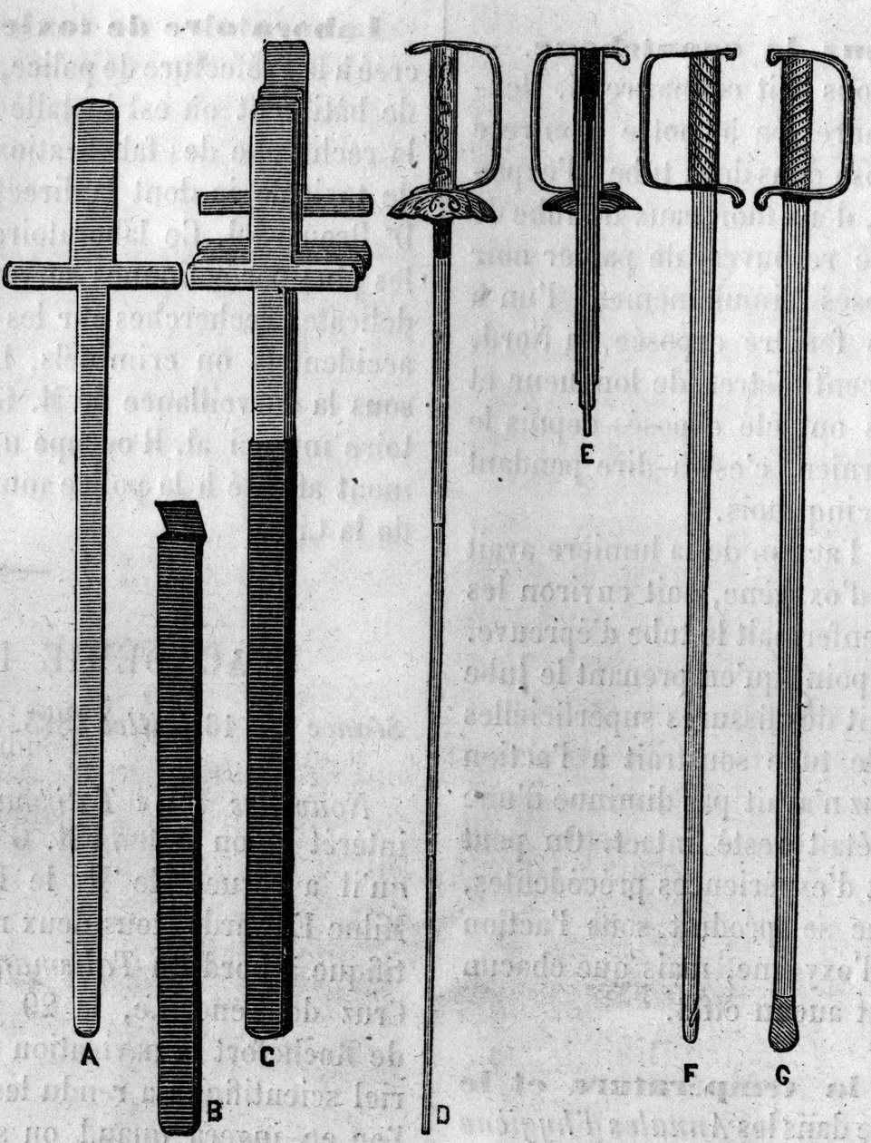 Instrumenter brugt af en sværdsvale. Indgravering i "" Nature: gennemgang af videnskaberne og deres anvendelser til kunst og industri "" af 21. juli 1883. af Unknown artist