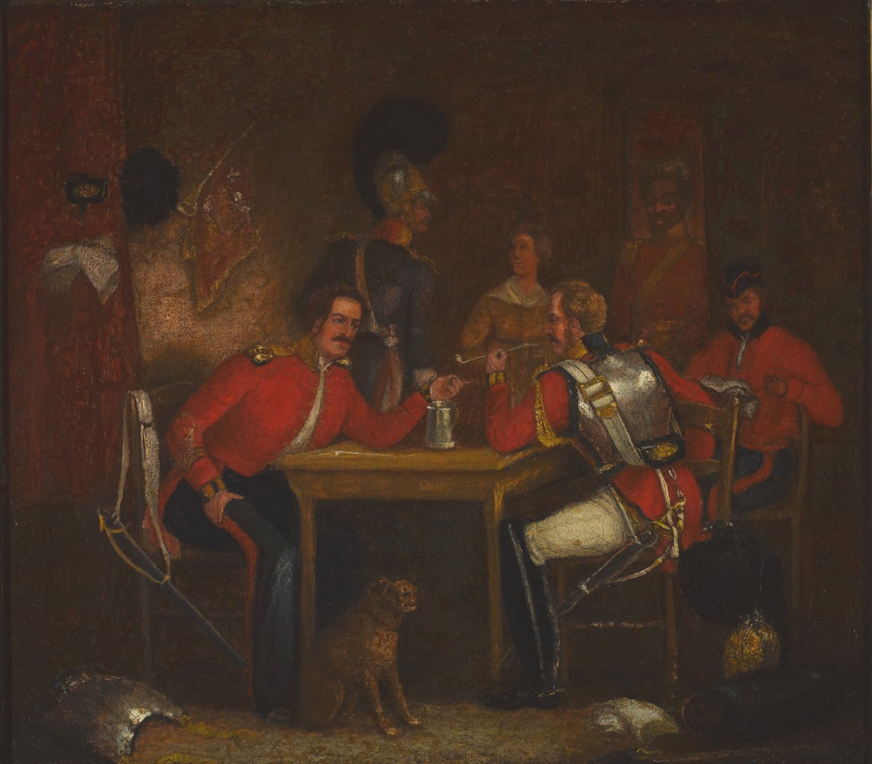 Interiør af Garderum, med soldater fra Livgarden og Royal Horse Guards af Unknown artist