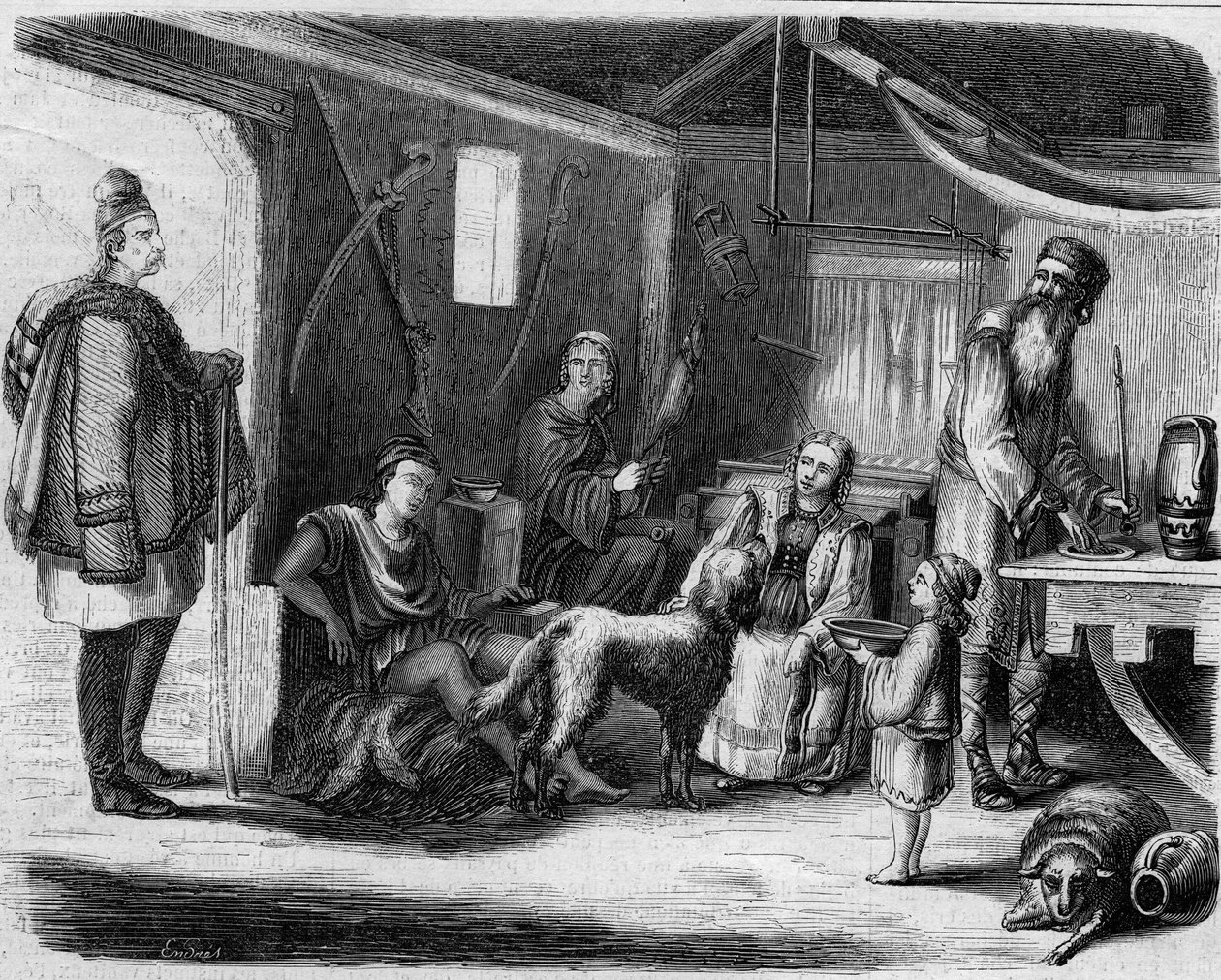 Interiør af et serbisk bondehus i nærheden af Beograd i 1859. af Unknown artist