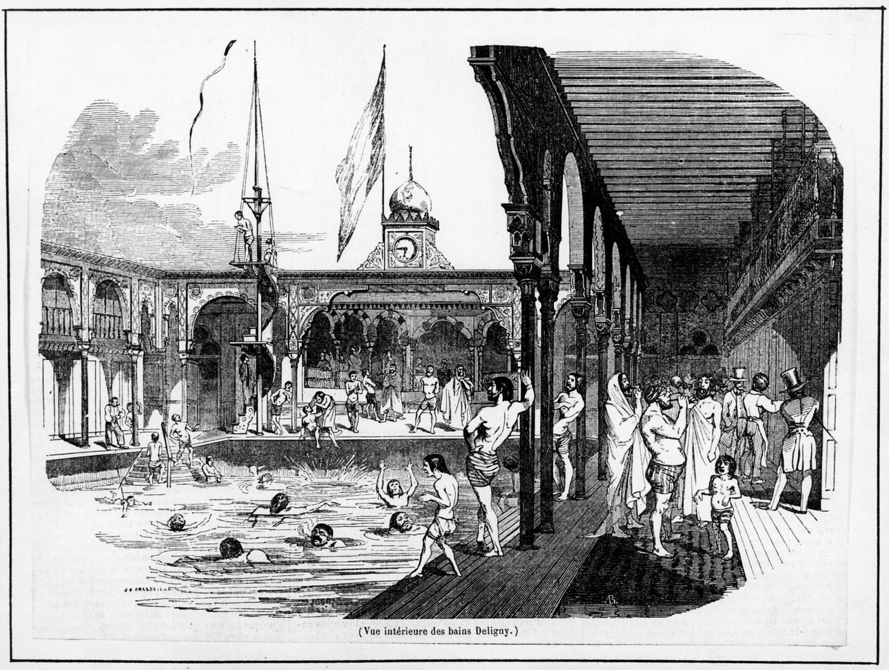 Indvendigt billede af Deligny Baths - Carnavalet, s.d af Unknown artist