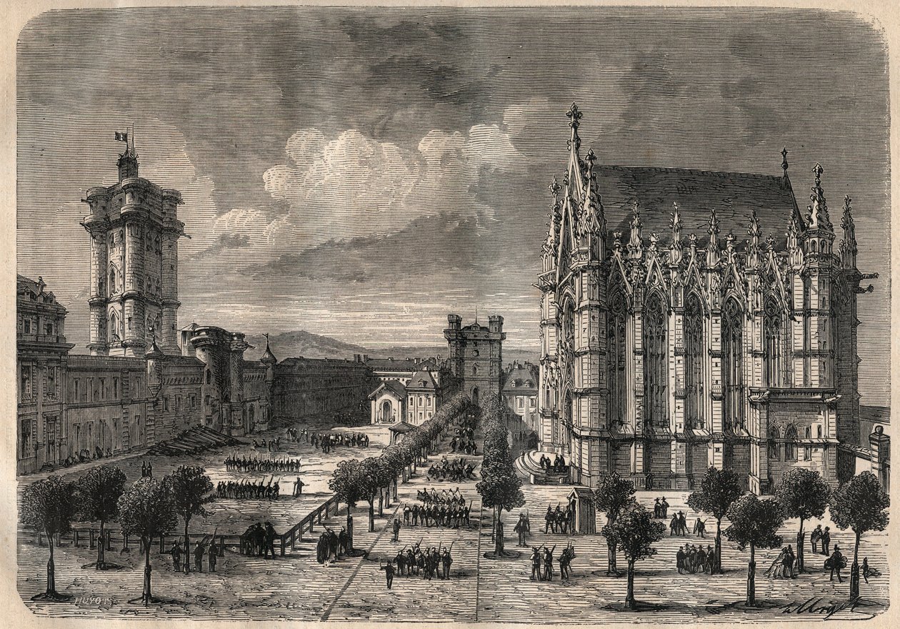 Indvendigt billede af slottet Vincennes i det 19. århundrede - gravering af 1875 af Unknown artist