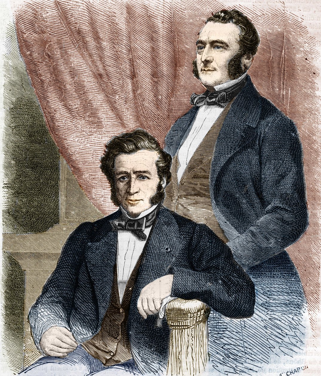 Isaac (1800 - 1875) og Emile (1806 - 1880) Pereire, grundlæggerne af Societe de Credit Mobilier og Compagnie Generale Transatlantique af Unknown artist