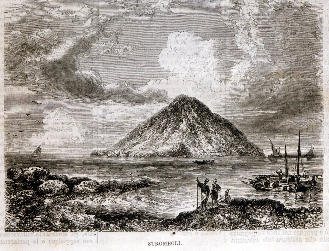 Øen Stromboli i det 19. århundrede. af Unknown artist