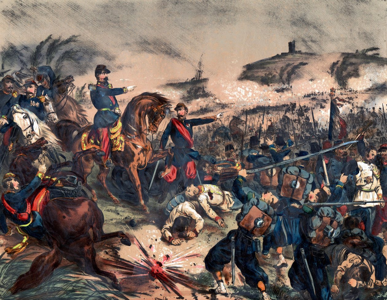Napoleon III (1808-1873) i slaget ved Solferino, juni af Unknown artist