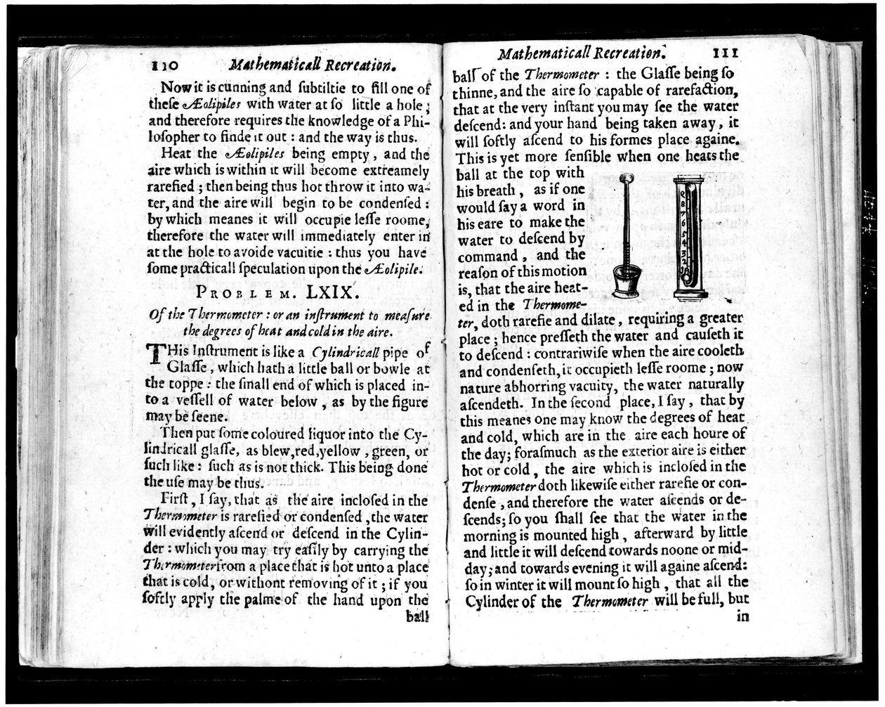 Italienske og hollandske termometre sider fra "" Mathematics Recreations"" af Jean leurechon (1591-1670) 1653 af Unknown artist