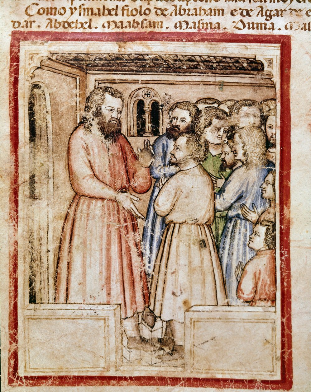 Jacob og hans tolv børn Miniature fra codex 212 (eller Padovano Codice eller Bible of Padua) 1390-1400 Rovigo, Accademia dei Concordi af Unknown artist
